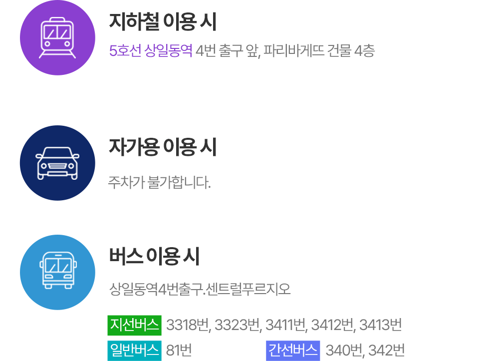 지하철,버스,자가용 이용시